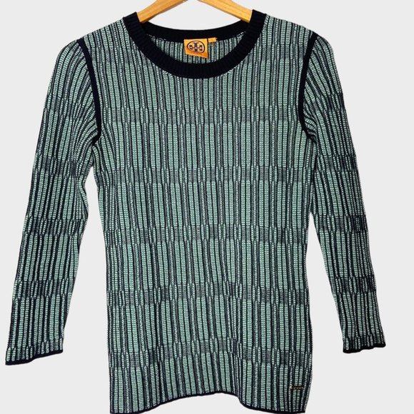 Tory Burch Blue Knit Crewneck Sweater - Picture 4 of 8